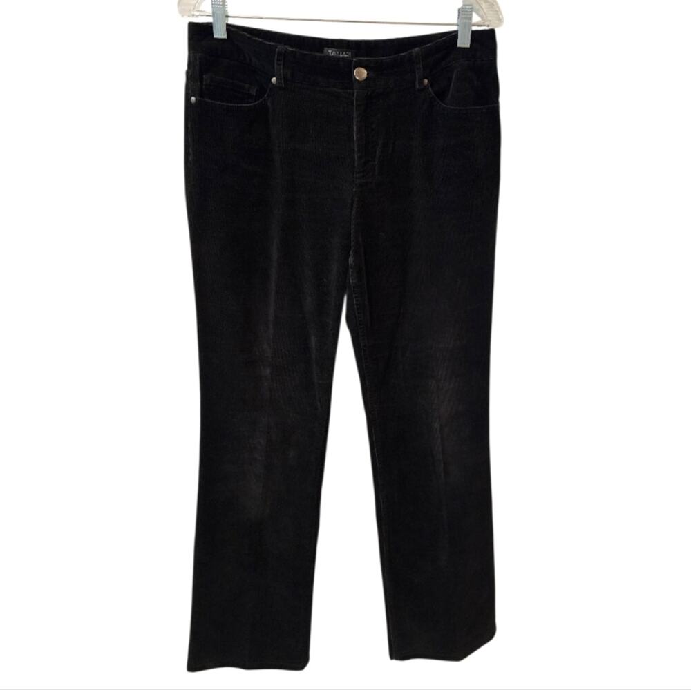 Tahari Corduroy Black Straight Leg Pants Size 8